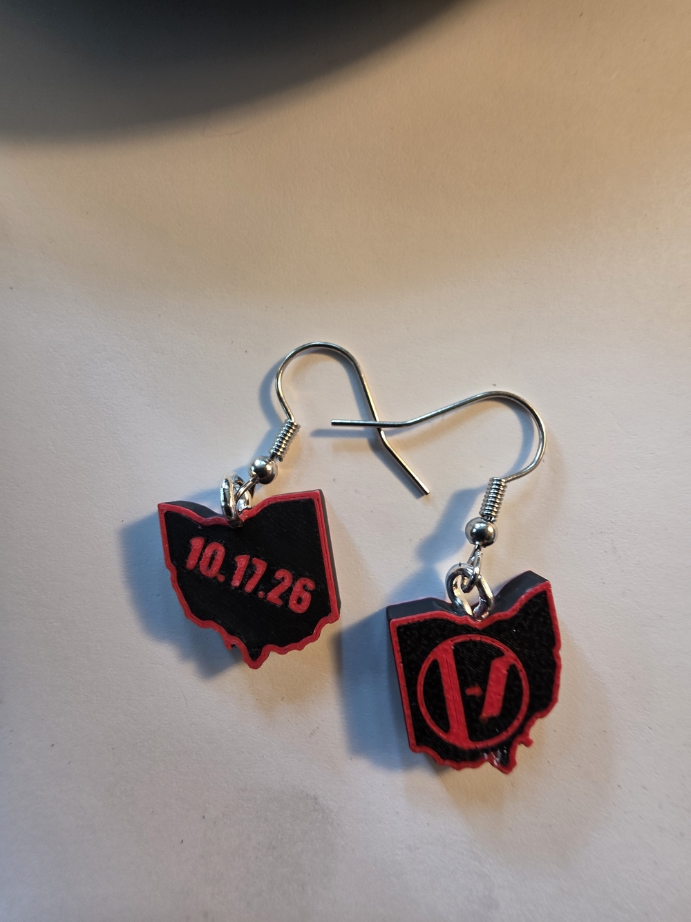 Custom Ohio Black & Red Twenty One Pilots Earrings - Show Date Columbus! TOP